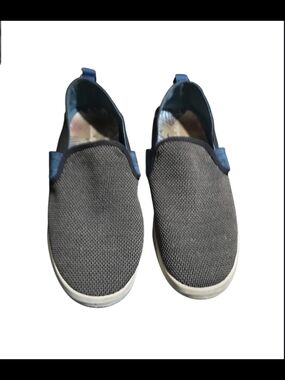 OluKai Slip-On Sneakers in Gray with Blue Trim
